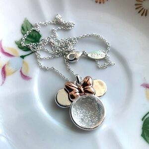 Disney Bowtiful Minnie Mouse Silver Plated Necklace with Bow